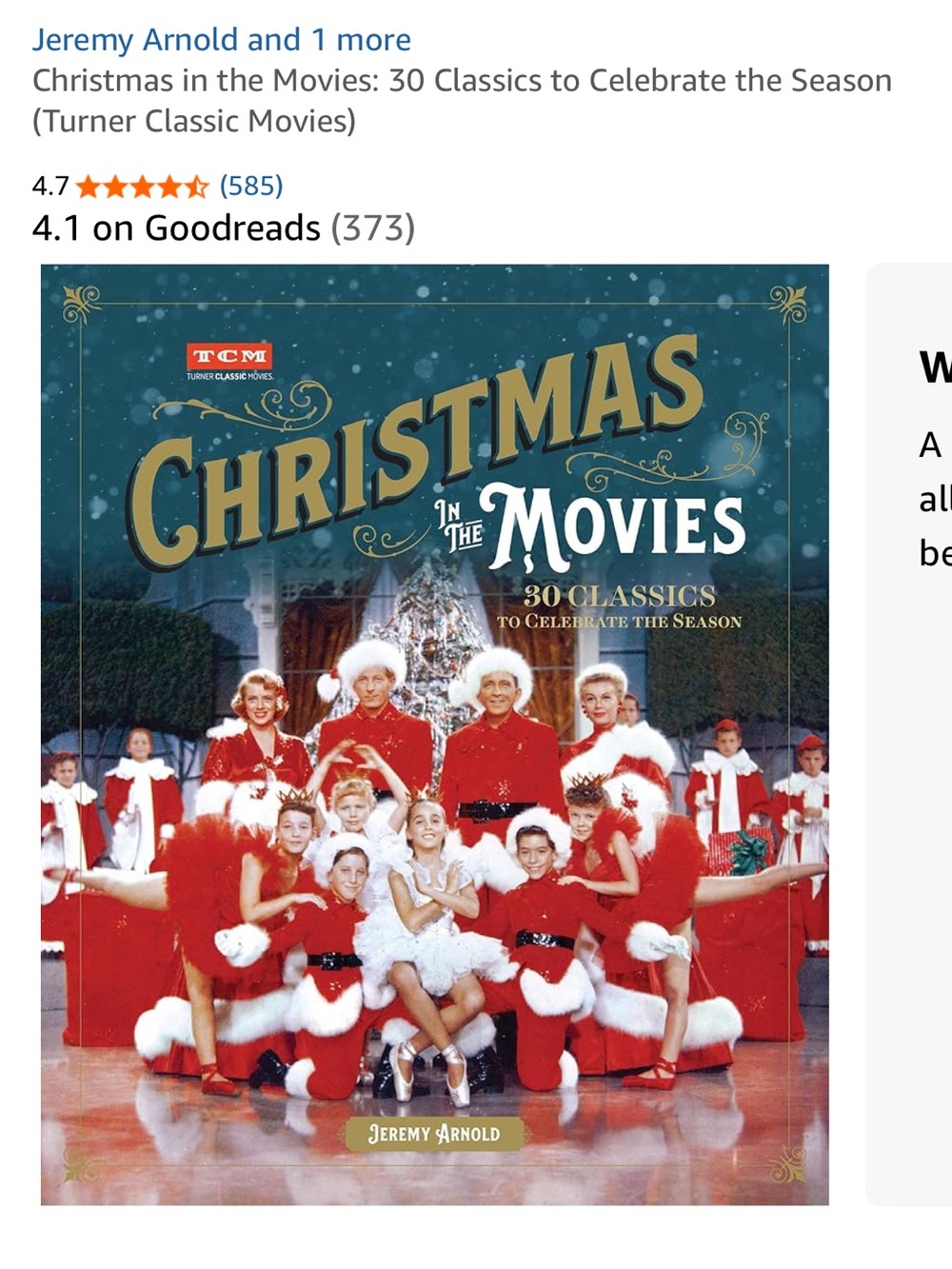 #2881**Christmas in the Movies Hardcover Book - Red & White - Jeremy Arnold - Picture 7 of 17